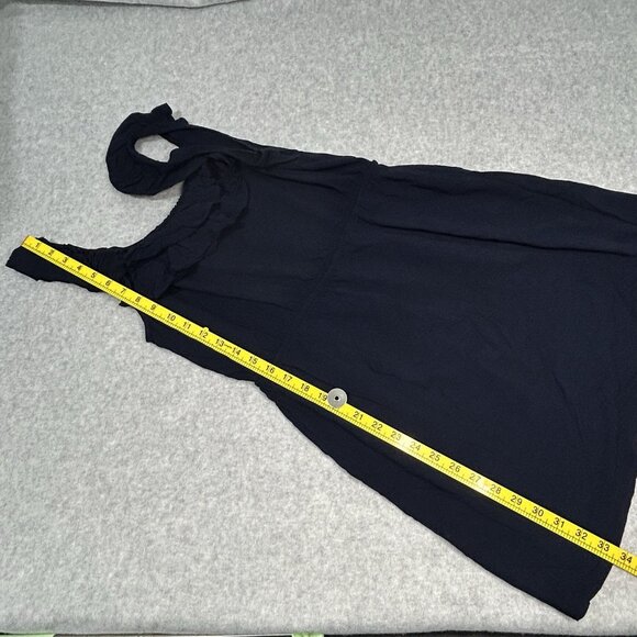 BISOU BISOU Dress Womens 10 Navy Mini Ruffle Strap Scoop Neck Elastic Waist - Picture 6 of 8